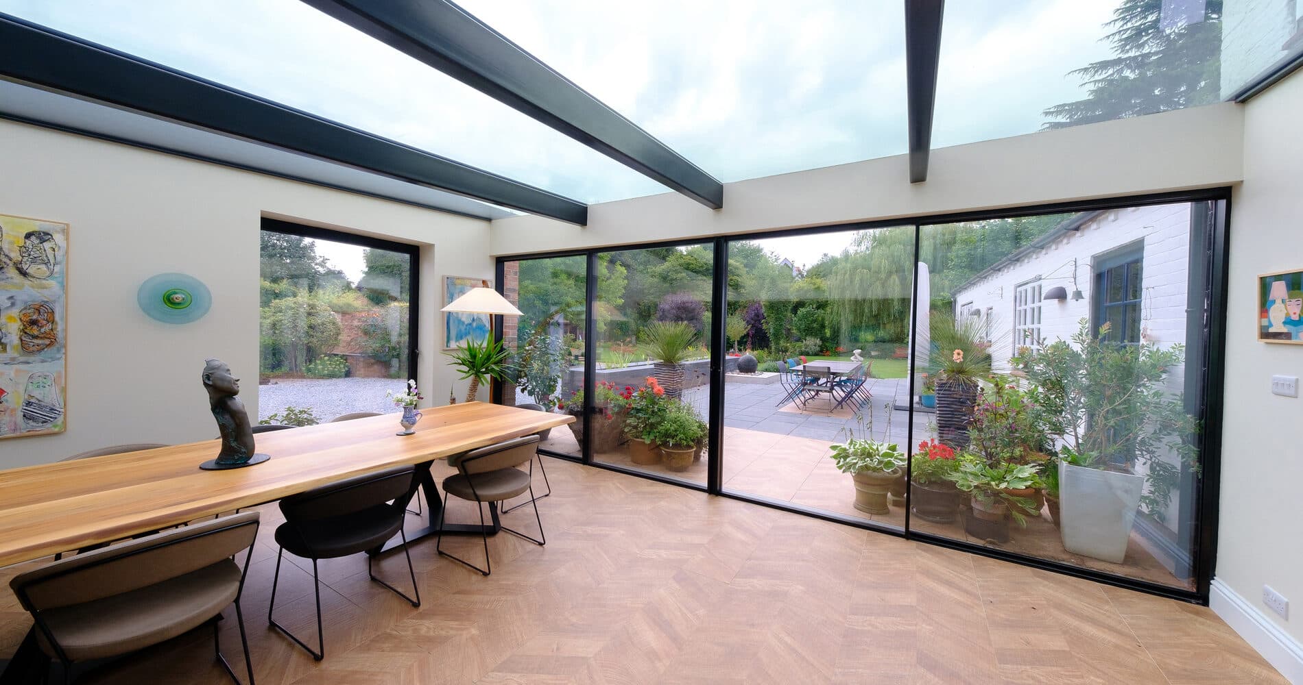 Steel frame kitchen extension build